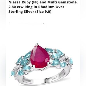 Niassa Ruby (FF) and Multi Gemstone 2.80 ctw Ring Size 9